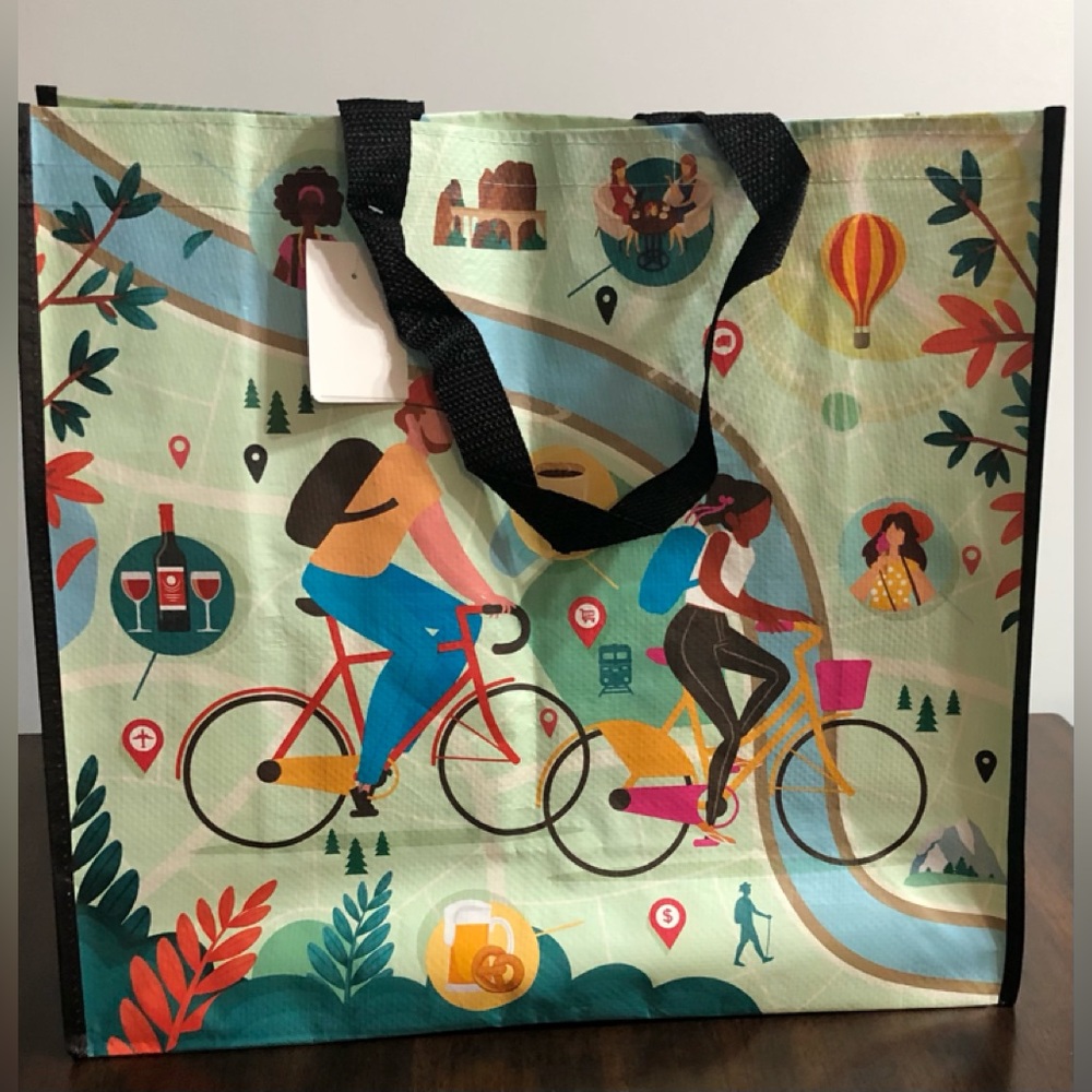HomeGood Tote Reusable bag recreational restaurant  biking  park graphic